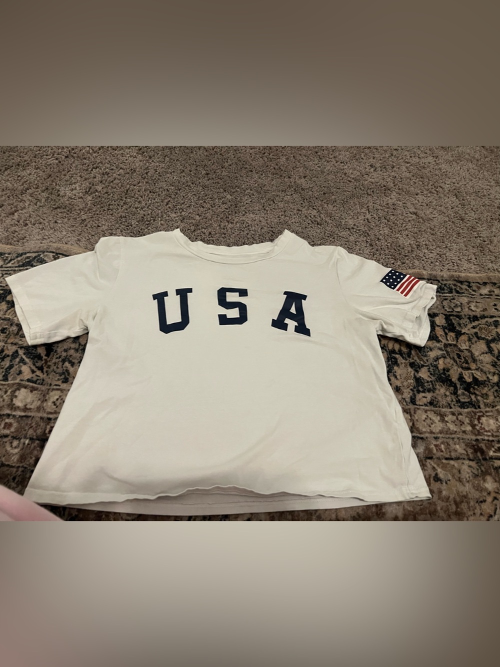 White USA cropped Graphic Tee - Patriotic Short Sleeve